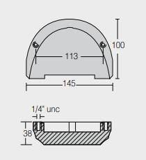 Ritning på Zinkanod Volvo Penta motoranod, VP3855411, R800726, 0.850KG - AnodeFactory